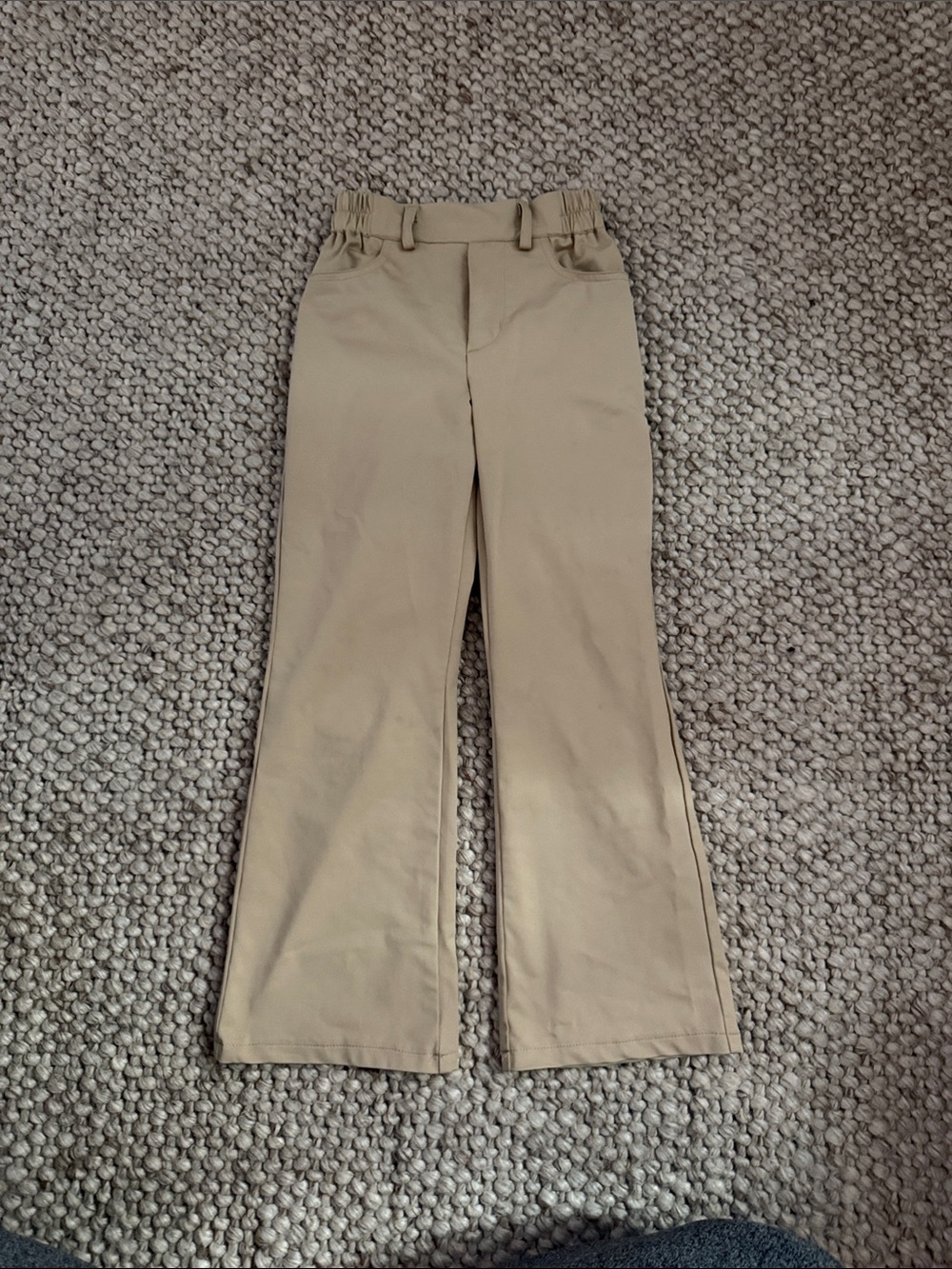 2 pair Kids Tan Stretch Flare School Pants size 6-7